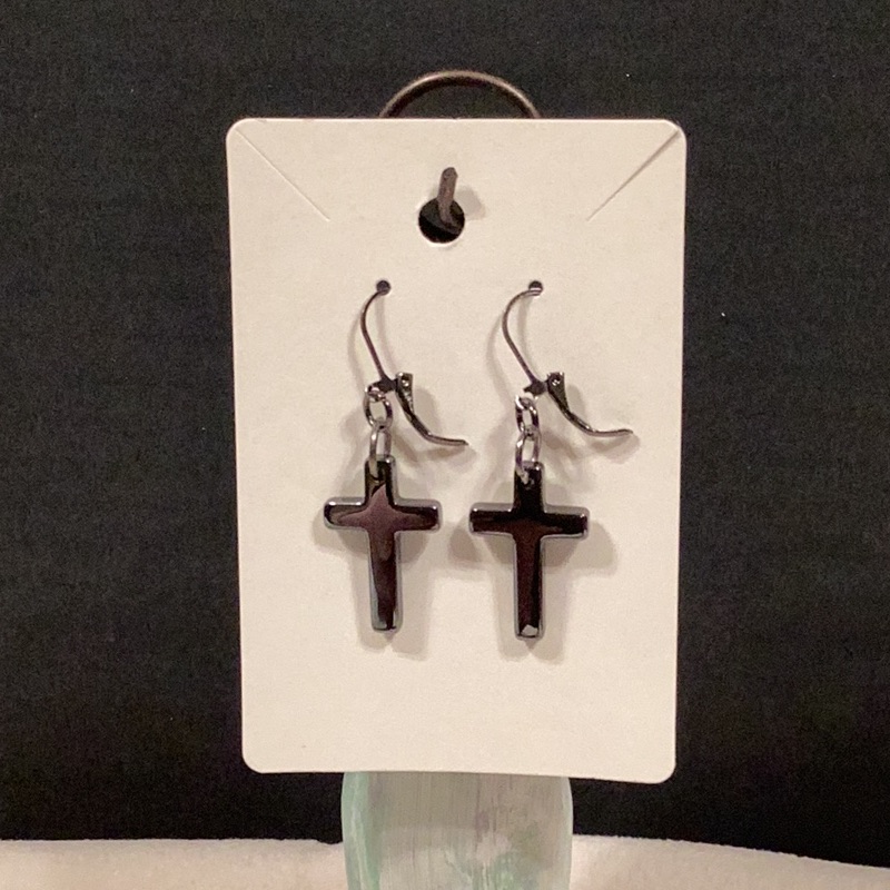 Hematite Cross Earrings